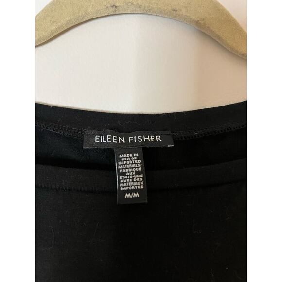 Eileen Fisher Black Short Sleeve Side Slit Tunic Sz M - Picture 3 of 7